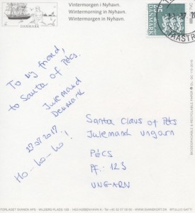 Postcard to Santa Claus of Pécs in Denmark Juleman